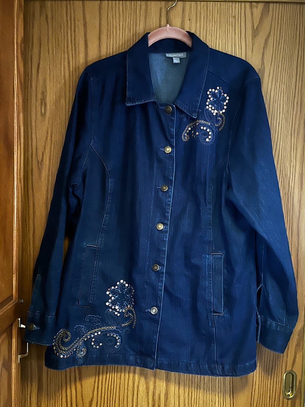 Essentials Embellished Dark Blue Denim Shacket Size 22/24